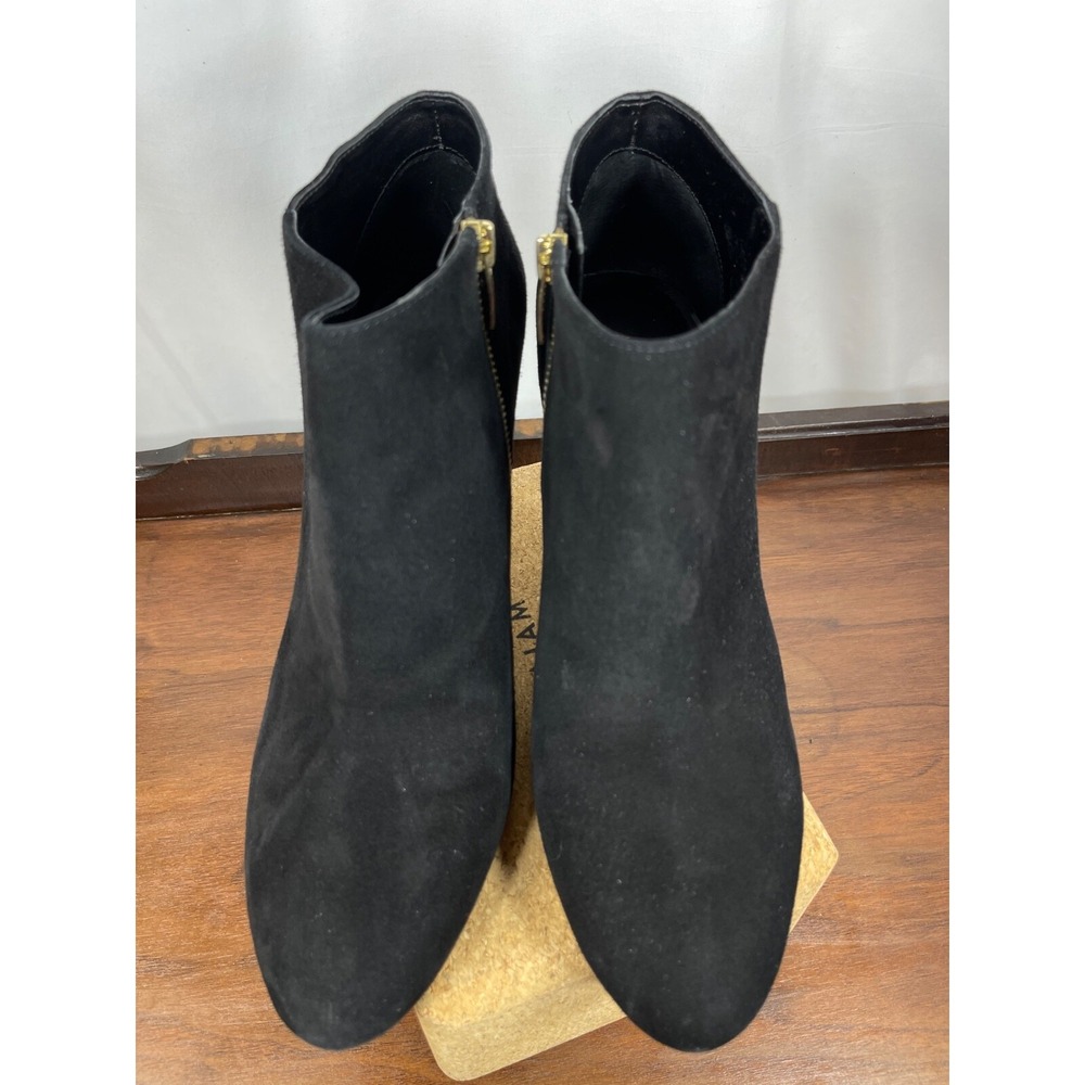 Black Suede Bootie by Audrey Brooke Abbriley Gold Zip Ankle Size 11 Party Casual - Picture 6 of 11